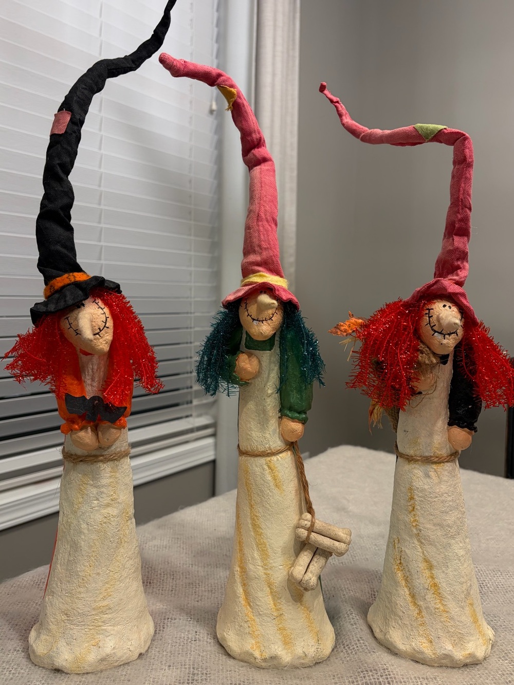 HALLOWEEN set of 3 Witch DECOR STATUE   Whimsical, Folk Art, vintage